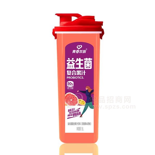 青春益族 （百香果+西柚）益生菌复合果汁饮料  1.5L
