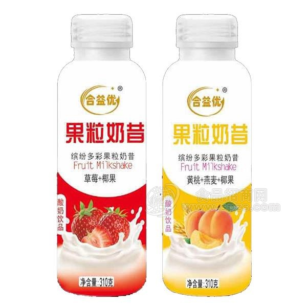 合益优果粒奶昔草莓+椰果酸奶饮品310g