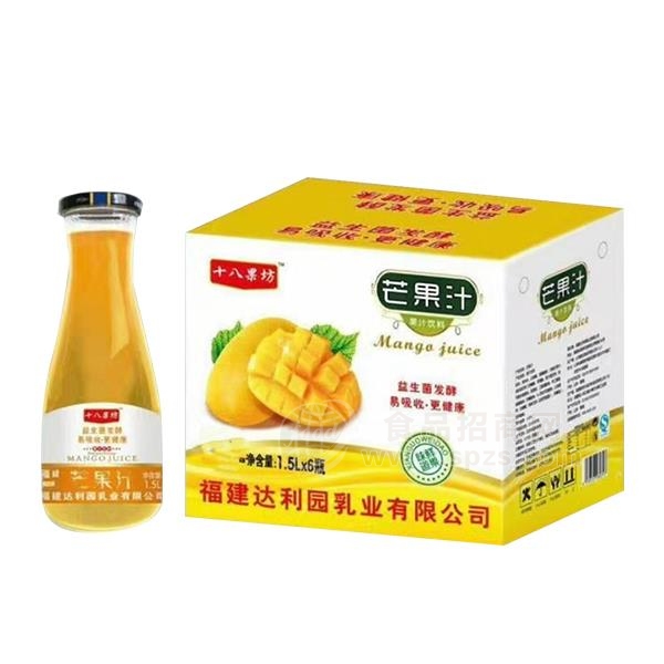 十八果坊 益生菌发酵芒果汁饮料1.5Lx6瓶