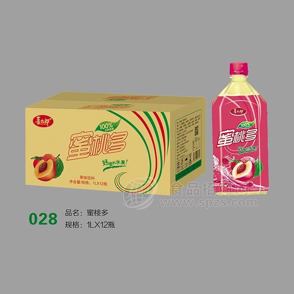 喜太郎蜜桃多蜜桃味果味饮料1Lx12瓶