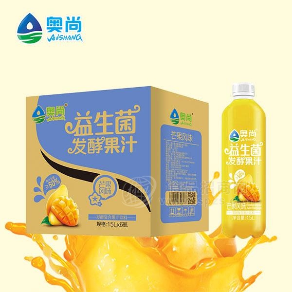 奥尚 益生菌发酵果汁 芒果风味果汁1.5Lx6瓶