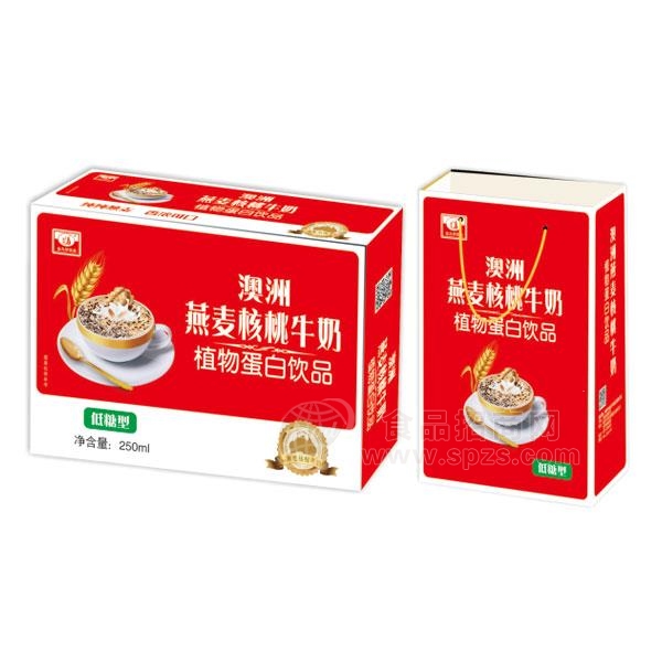 澳洲燕麦核桃牛奶植物蛋白饮品低糖型招商250mlx16盒