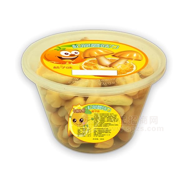 卡通世界桔子味松脆蘑菇力休闲零食招商