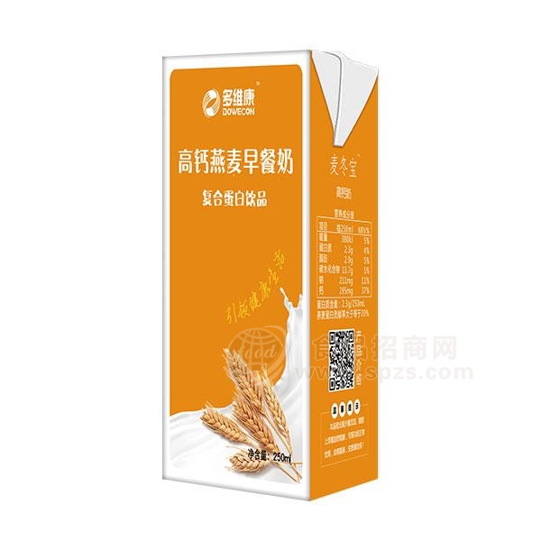 多维康 高钙燕麦早餐奶 复合蛋白饮品招商250ml