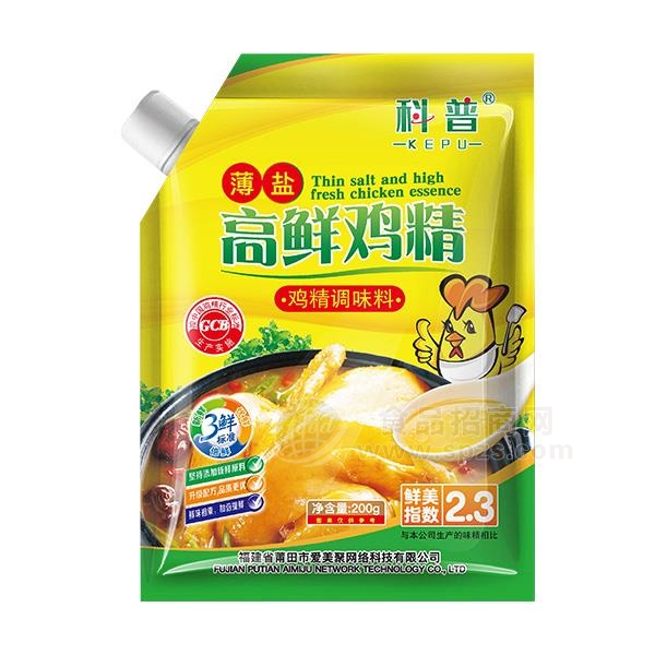 科普 薄盐高鲜鸡精 鸡精调味料 调味品招商200g