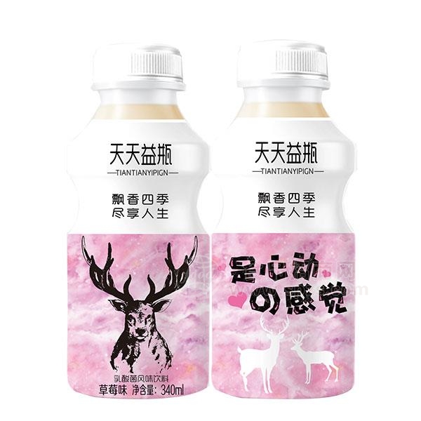 天天益瓶草莓味乳酸菌风味饮料新品招商厂家直销340ml