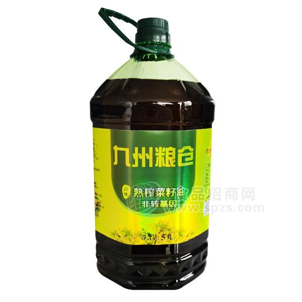 九州粮仓 川味熟榨菜籽油 桶装5L