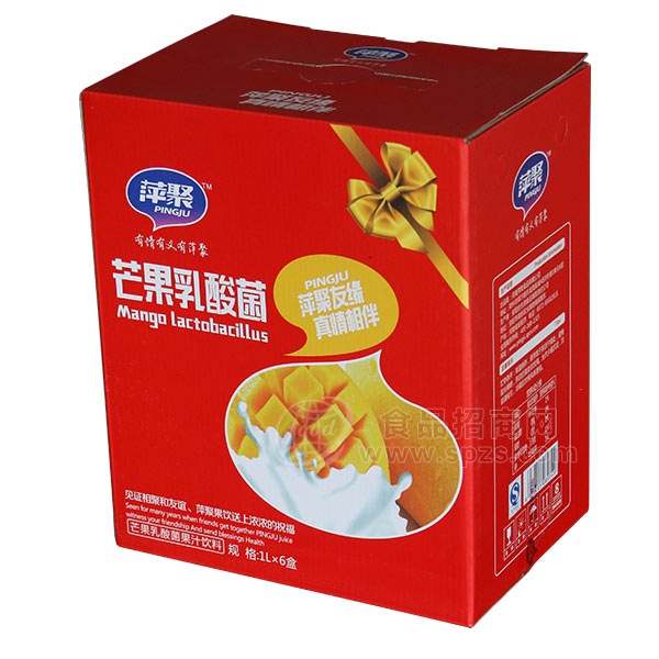 萍聚芒果乳酸菌果汁饮料1Lx6盒