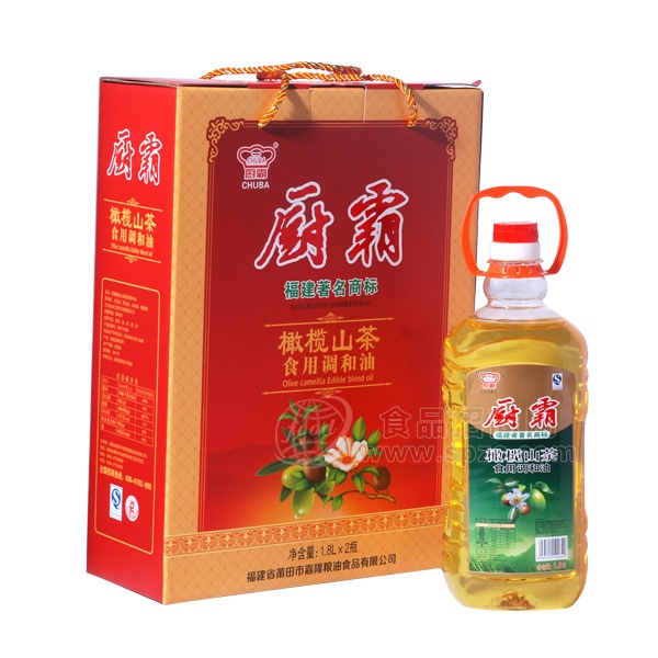 厨霸橄榄山茶食用调和油1.8升x2瓶（红）