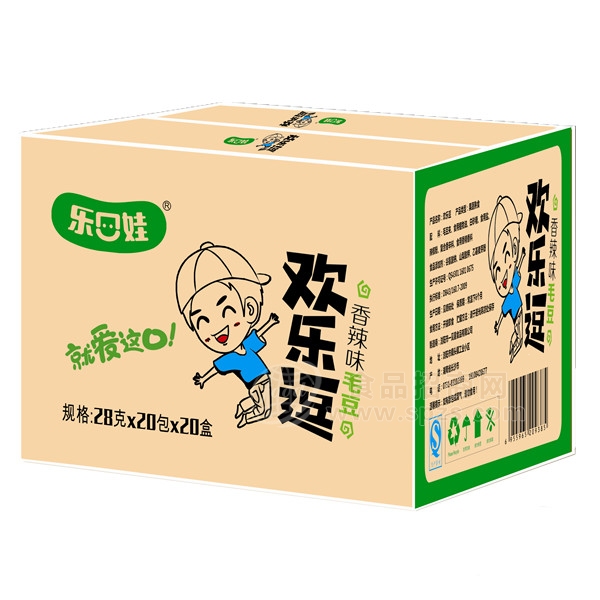 乐口娃 欢乐逗香辣毛豆28gx20包x20盒 休闲食品