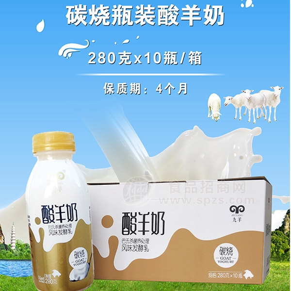 九羊炭烧瓶装酸羊奶乳饮料 280gx10瓶