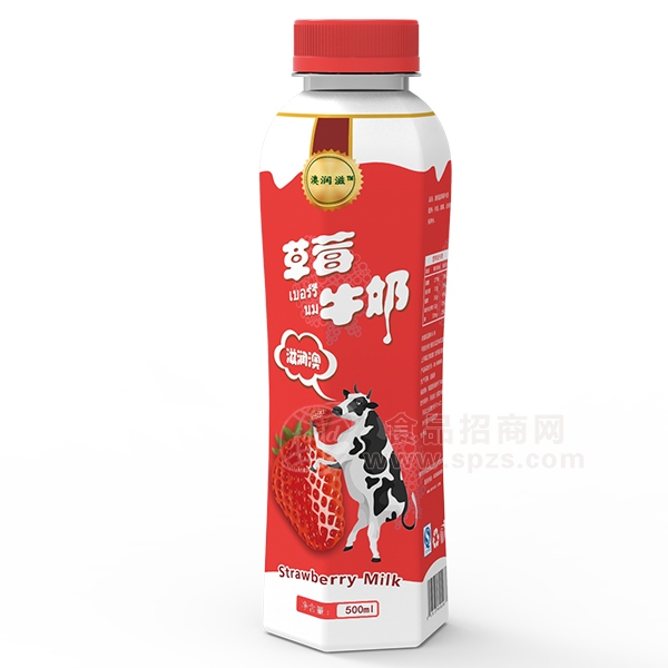 澳润滋 草莓牛奶乳饮料500ml