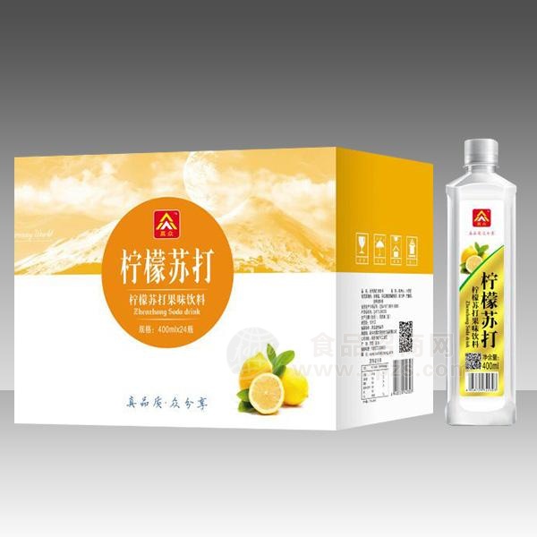 真众柠檬苏打果味饮料400mlx24瓶