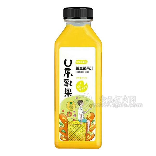 u乐乳果菠萝苹果味益生菌果汁饮料345ml