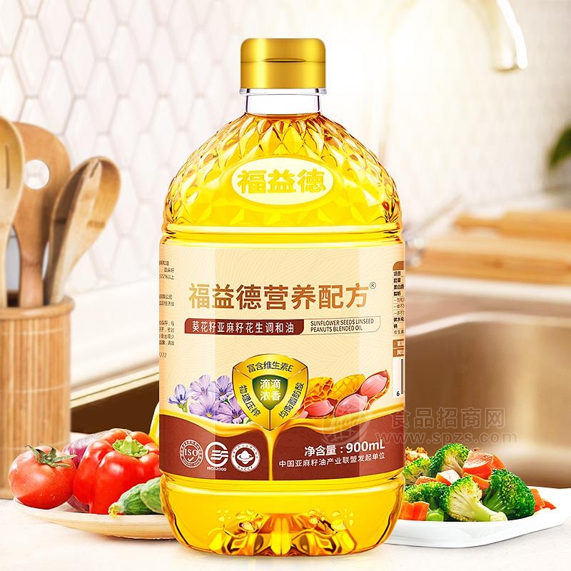 福益德物理压榨花生油亚麻籽油葵花籽油食用调和油900ml