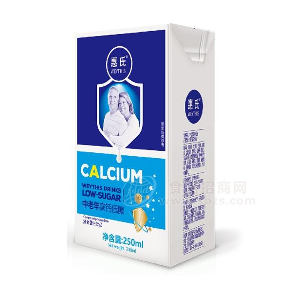 惠氏 中老年高钙低糖 复合蛋白饮品250ml