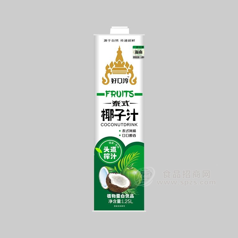 好口淳泰式椰子汁植物蛋白饮品方瓶装招商1.25L