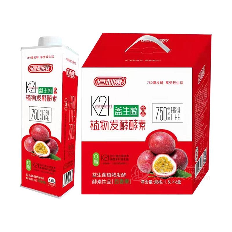 恒利康百香果味益生菌植物发酵酵素饮品1.5LX6盒