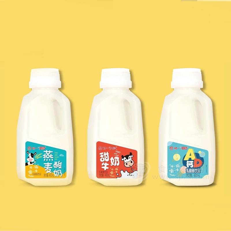 初一燕麦酸奶、甜牛奶、AD钙乳酸菌饮品招商480ml