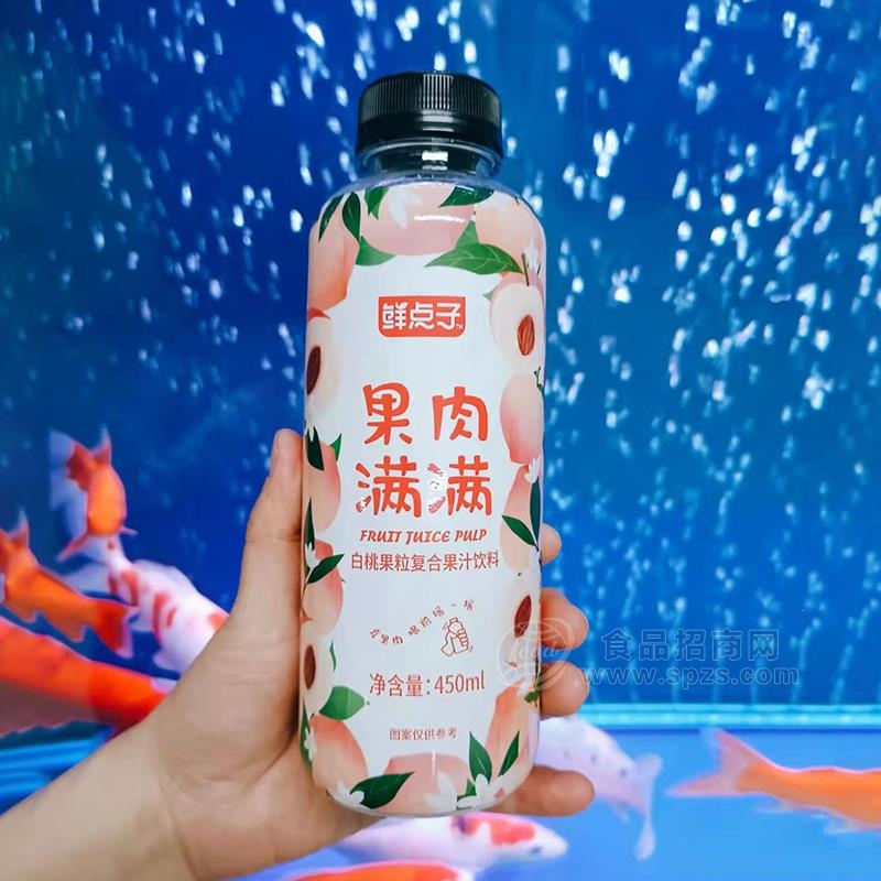 鲜点子果肉满满白桃果粒复合果汁饮料450ml