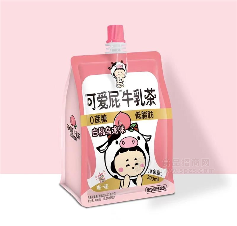 可爱屁牛乳茶白桃乌龙味奶茶风味饮品300ml