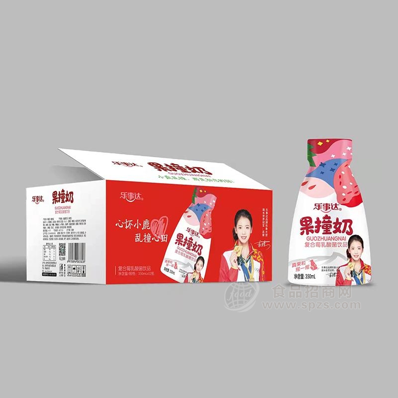 乐事达复合莓乳酸菌饮品果撞奶350mlx12瓶