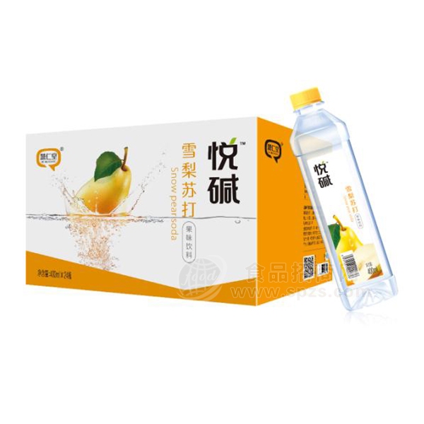 悦碱 雪梨苏打果味饮料400mlx24瓶
