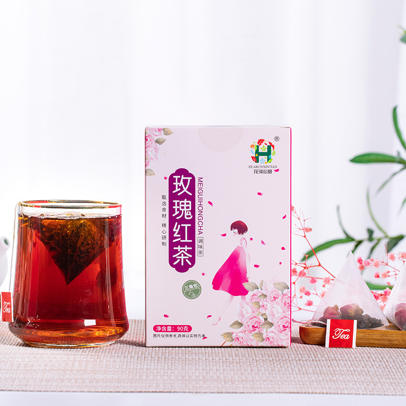 玫瑰红茶女人茶批发盒装袋泡茶三角包玫瑰花干组合茶包花果茶