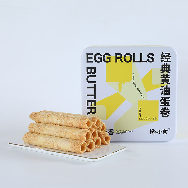 馋小吉 经典黄油蛋卷(铁罐)320g 原味休闲零食蛋卷