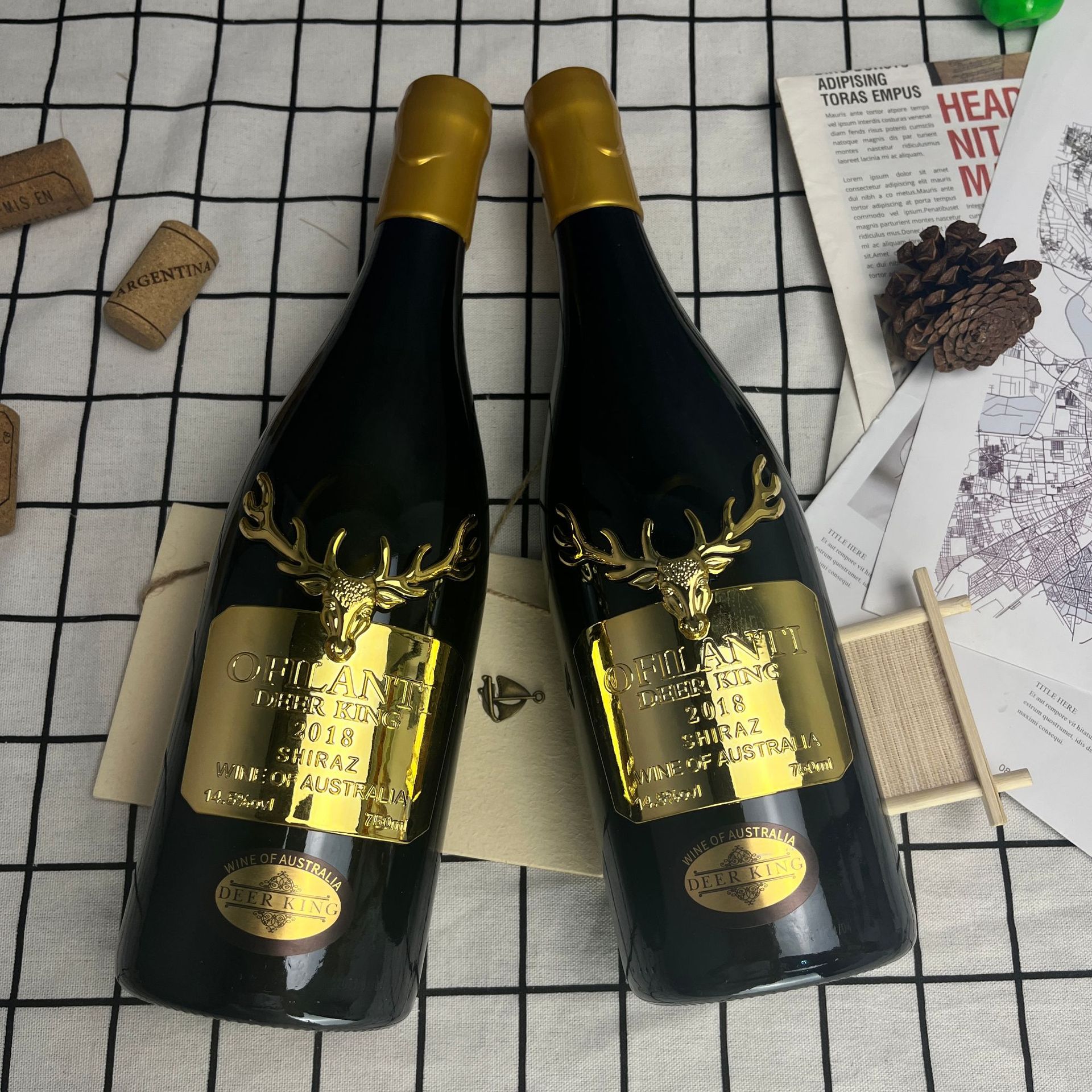 红酒进口批发澳大利亚鹿头金属标干红葡萄酒直播酒水一件代发包邮