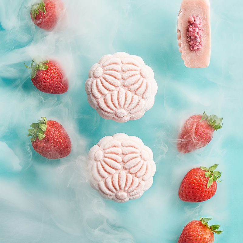 加工定制草莓芝芝脆脆冰月饼冰皮系