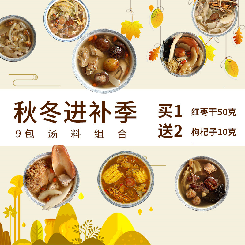 煲汤材料秋季滋补养生炖鸡汤药膳汤包9包套餐广东汤料包