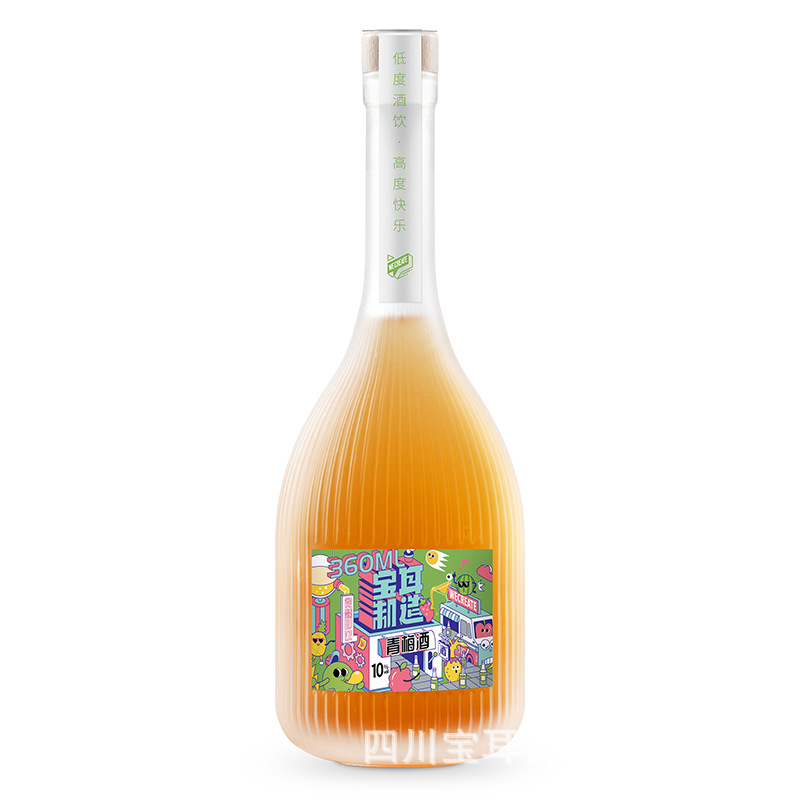 果酒代工厂贴牌OEM瓶装360ml多种果味青梅酒低度微醺水果酒