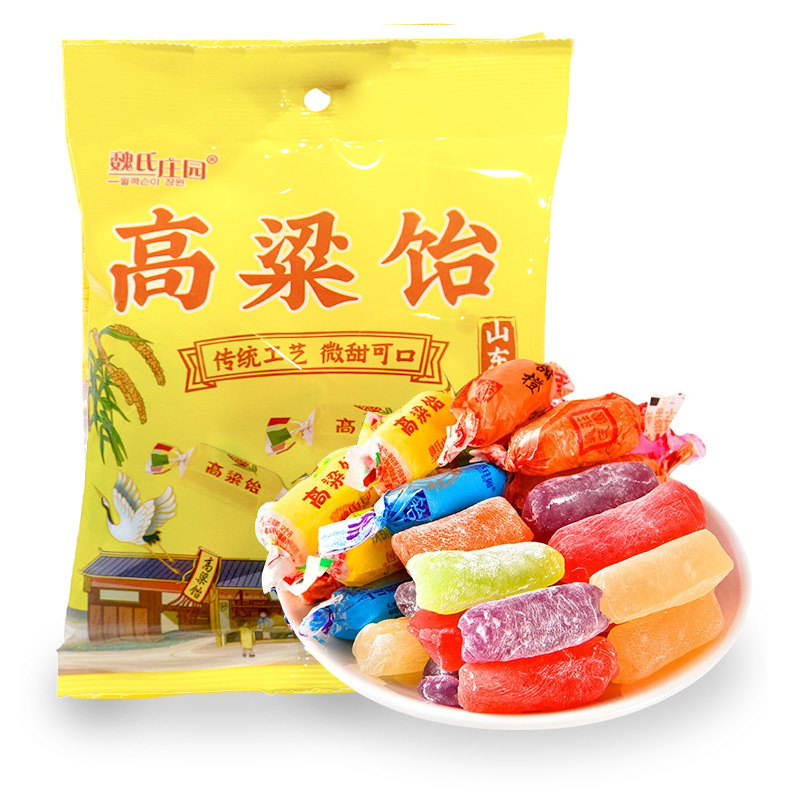 高粱饴软糖网红零食拉丝糖魏氏庄园厂家直销原味水果混合口味200g